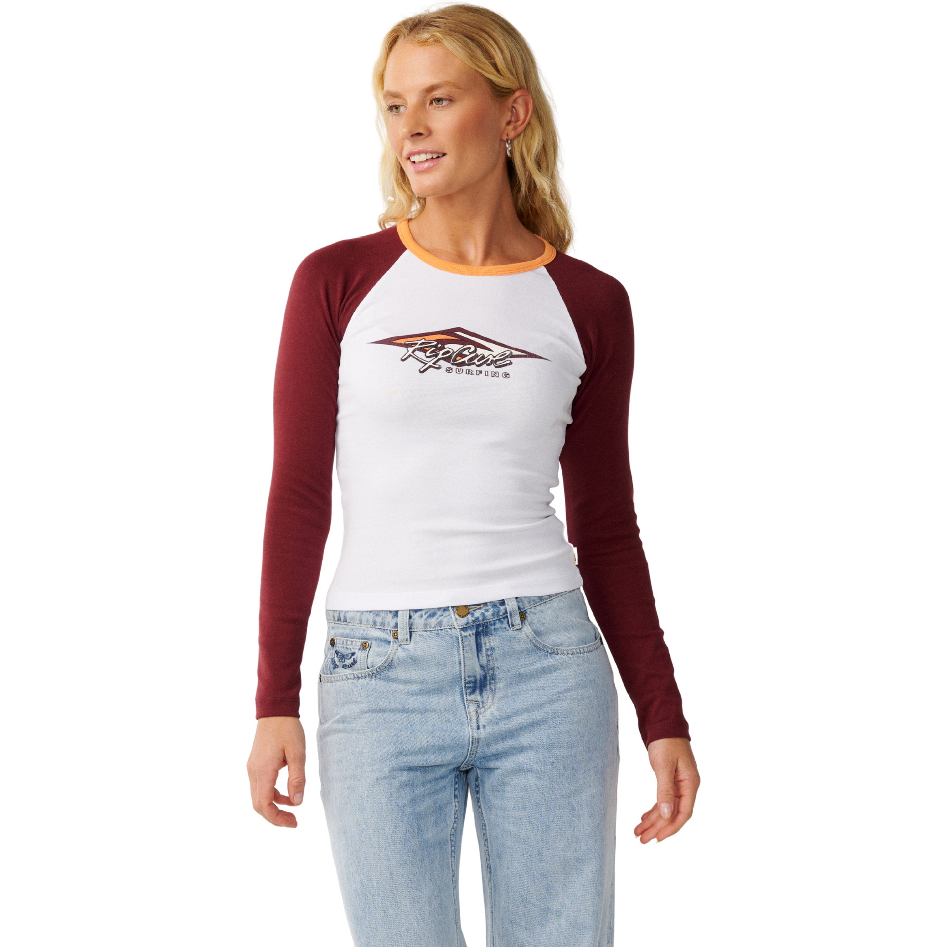 2026 Rip Curl Womens Island Dreams Raglan Long Sleeve T-shirt 0QKWTE - White